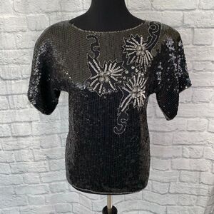 Joseph LeBon dressy sequin top, black size small women